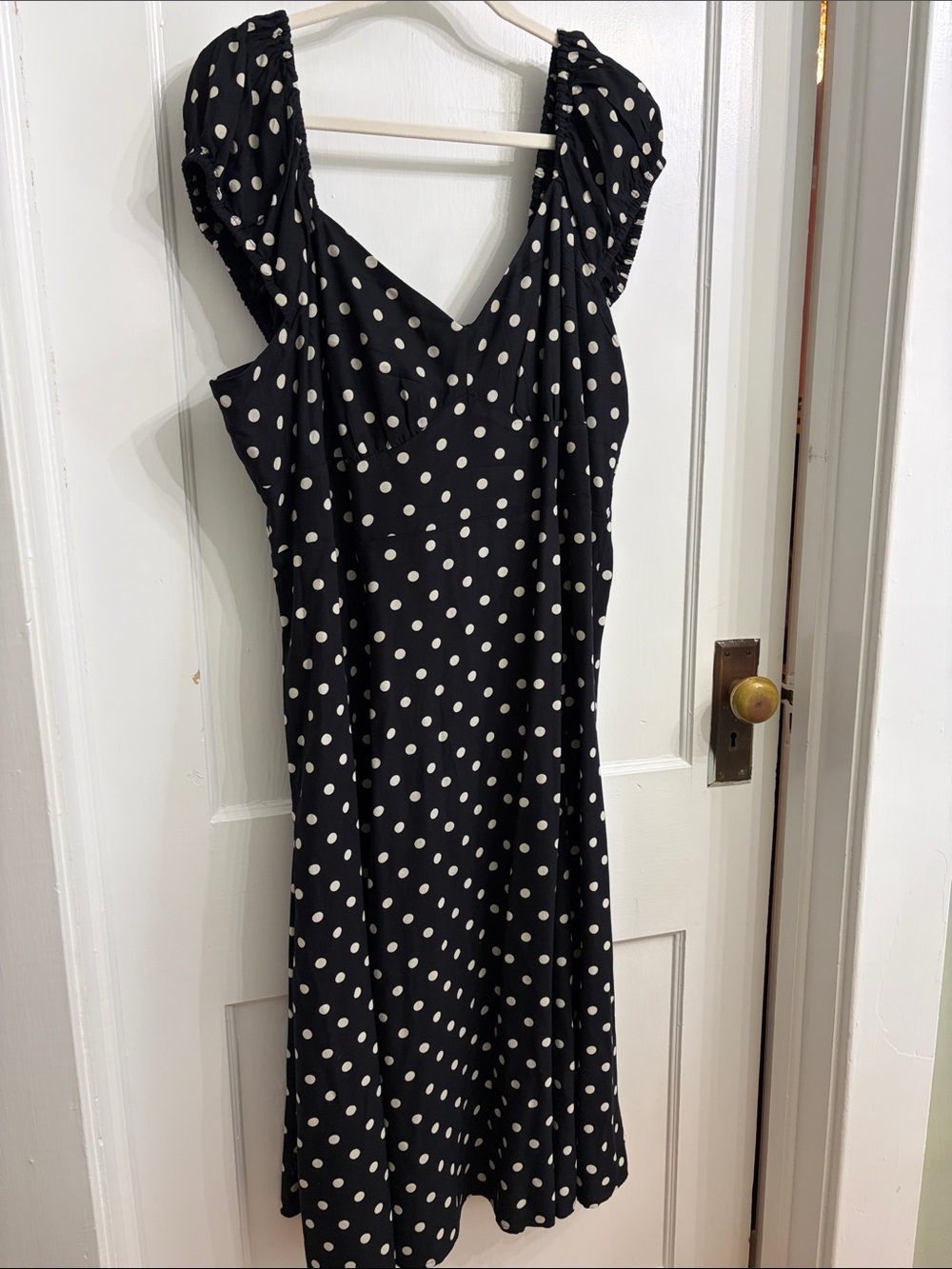 Old Navy Black and White Polka Dot Midi Dress